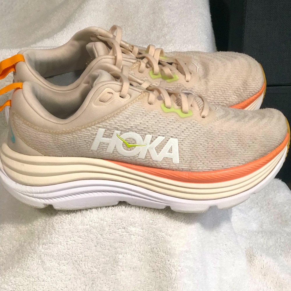 Hoka One One Gaviota 5 Grey White Athletic Running Shoes Sneakers Mens Sz 8.5 D - Picture 1 of 8